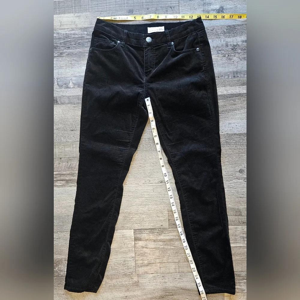 💙🩷Made & Loved LOFT Womens Pants Black Size 2 (26) Skinny Velour 5-Pocket 💛💙